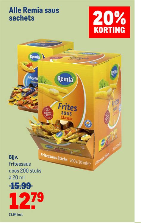 Alle Remia Saus Sachets 200 Stuks A 20 Ml Aanbieding Bij Makro