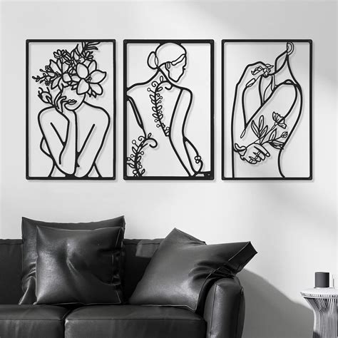 Pieces Minimalist Abstract Woman Wall Art Woman S Body Shape Line