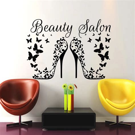 Hair Wall Decal Beauty Salon Stickers Decals Hair Girl Woman Room Decor Butterfies Vinyl Sticker