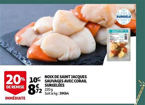 Promo Noix De Saint Jacques Sauvages Avec Corail Surgelées chez Auchan