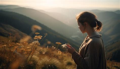 Jovem em pé apreciando a beleza da natureza gerada pela IA Foto Grátis