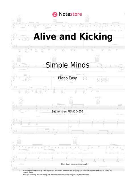 Alive And Kicking Piano Sheet Music Easy Simple Minds In Note Store