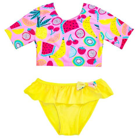 Strój kąpielowy dla dziewczynki ZAKRYWA RAMIONA dwuczęściowy bikini 116 122 Cena Opinie