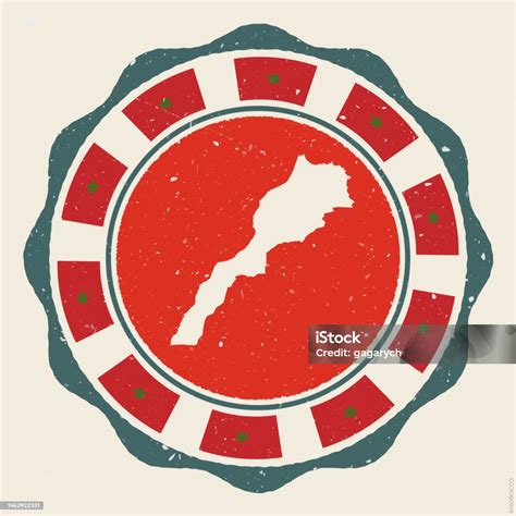 tanda vintage maroko logo bulat grunge  peta  bendera maroko