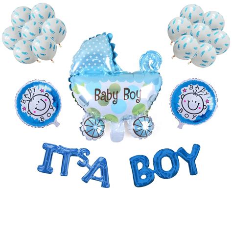 Set Aranjament Bundle Baloane Folie Si Latex Baby Boy Cu Ghirlanda