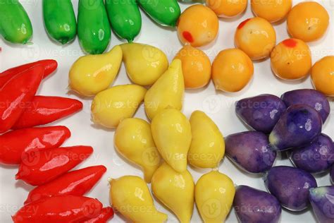 Colourful Luk Chup Look Choop Tadeonal Thai Desert Sweets Candy Creatve