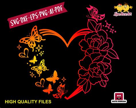 Butterfly Heart Svg Heart Bundle Svg Heart And Butterflies Etsy