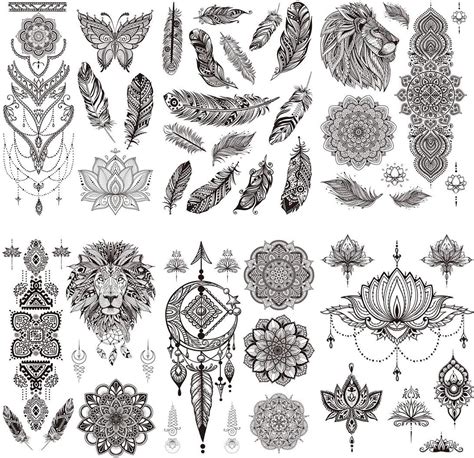 Amazon Zetong Sheets Black Henna Temporary Tattoos For Adults