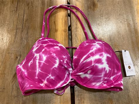 Shade And Shore Light Lift Twist Front Pink Tie Dye Bikini Top Size C