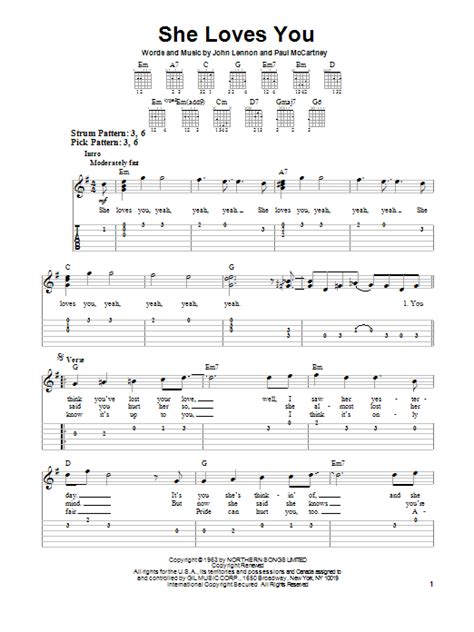 She Loves You By The Beatles Sheet Music For Easy Guitar Tab At Sheet