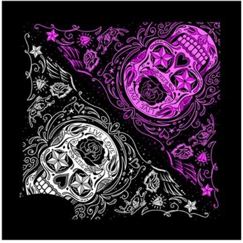 Sugar Skull Pink Black Bandana 21 X 21 Hot Leathers Amazon