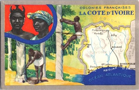 COLONIES FRANCAISES LA Cote D Ivoire Ivory Coast Map B103 EUR 7 36