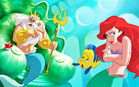 Walt Disney Book Images Sebastian King Triton Flounder And Princess Ariel Walt Disney