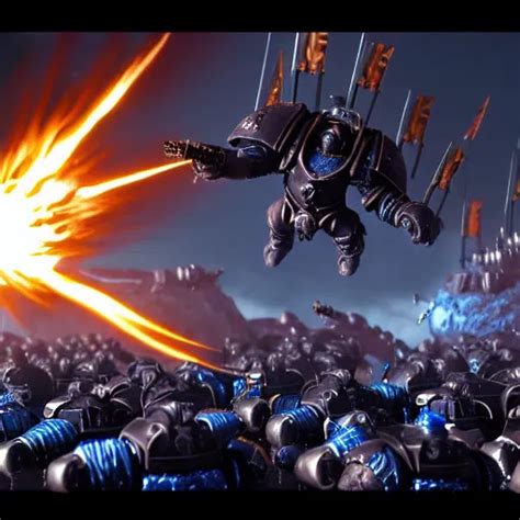 Astartes Space Marines Fight Against Space Orcs In An Stable