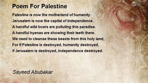 Poem For Palestine Poem by Sayeed Abubakar - Poem Hunter