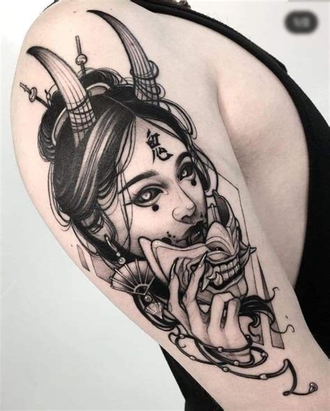 Pin De ZAODI Em Small Tattoo Asia Style Tatuagem Hannya Gueixas