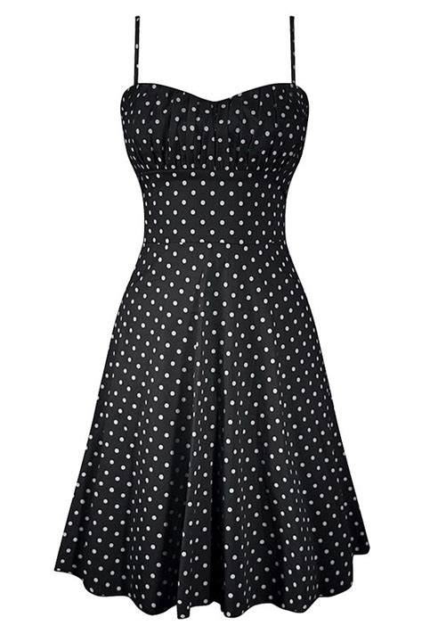 Double Trouble Women S Retro Gal Polka Dot Halter Swing Dress Black