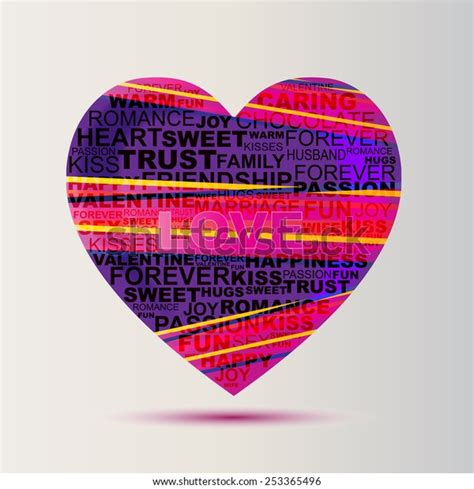 Love Word Collage Heart Shape Stock Illustration 253365496