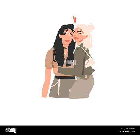 Vector illustration of two happy smiling,beauty best friends teenage ...