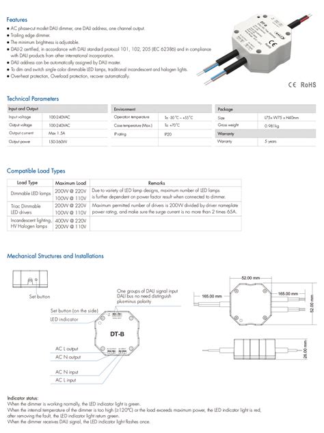 W Vac Triac Dali Dimmer Dt B