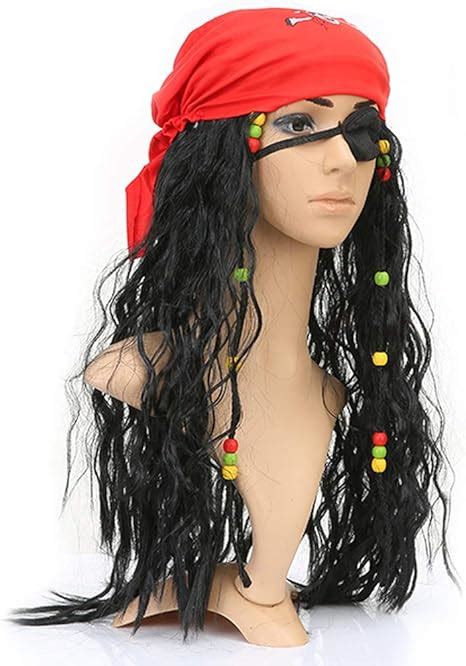 Black Curly Pirate Captain Hook Cosplay Costume Long Hair