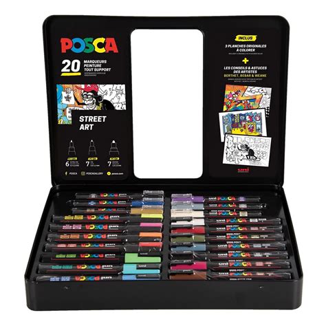 Posca street art Ensemble de 20 pièces Coffret métallique Suitup