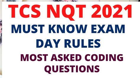 Tcs Nqt Most Important Exam Day Guideline Most Asked Coding