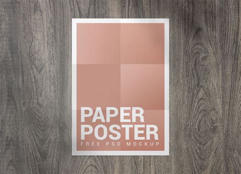 Free Folded Paper Poster Mockup PSD Set With Shadow Good Mockups