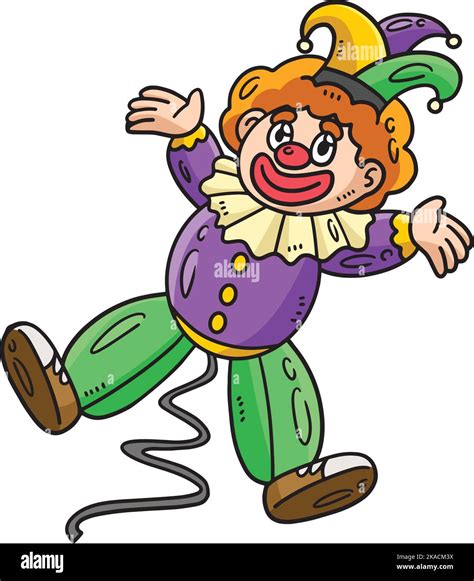 Mardi Gras Payaso Globo Cartoon Color Clipart Imagen Vector De Stock