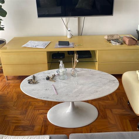 Mesa Saarinen Oval Mármore Carrara Mesa Nunca Usado 76002243 enjoei