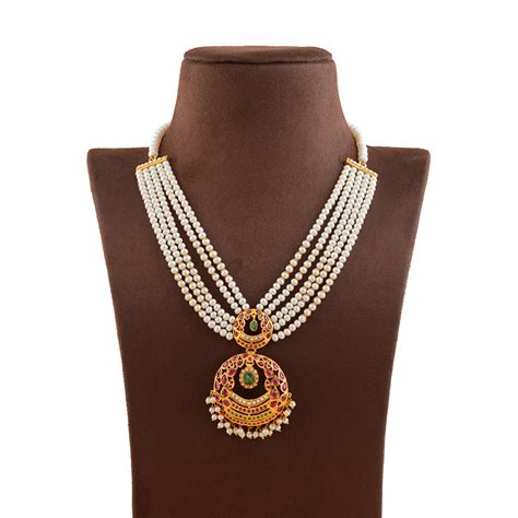 Contemporary Pearl Necklace With Gold Pendant – Krishna Jewellers