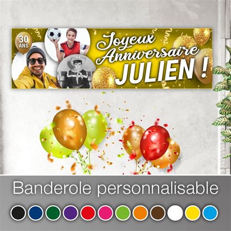 B Che Banderole Affiche Joyeux Anniversaire Ballons Avec Photos Et