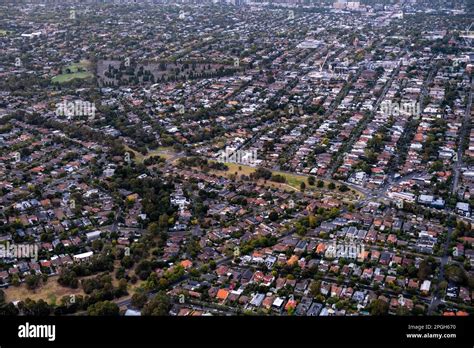 Aerial View Of Melbourne Suburbs In Victoria Australia Stock Photo Alamy