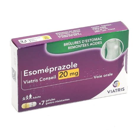 Esoméprazole 20 Mg Viatris Medicament Estomac Reflux Antiacide