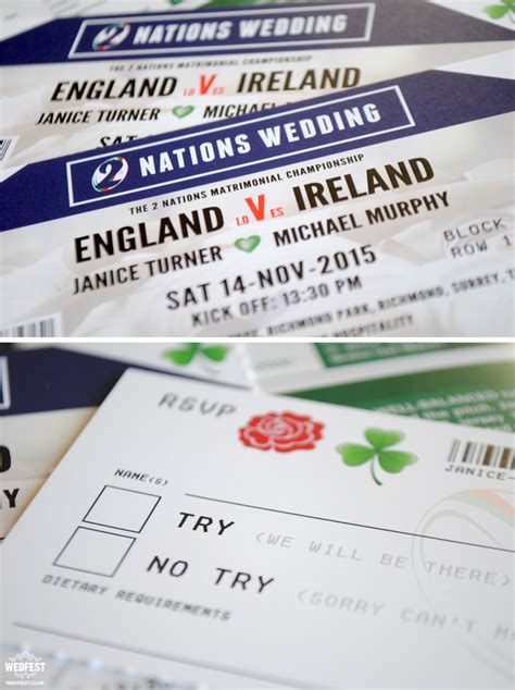 Ireland vs England Rugby Ticket Wedding Invitations | WEDFEST