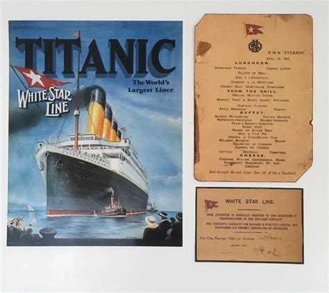 Titanic Menu And Titanic Boarding Pass Ticket And Titanic Etsy