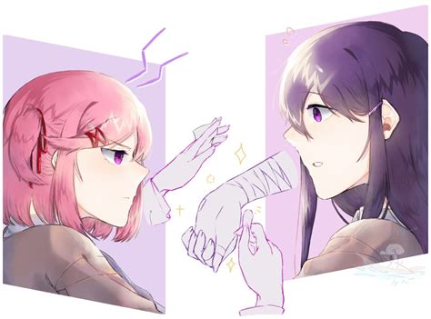 Natsuki Helping Her Friend~ 💗 💜 By Platonoy 787 On Pixiv R Ddlc