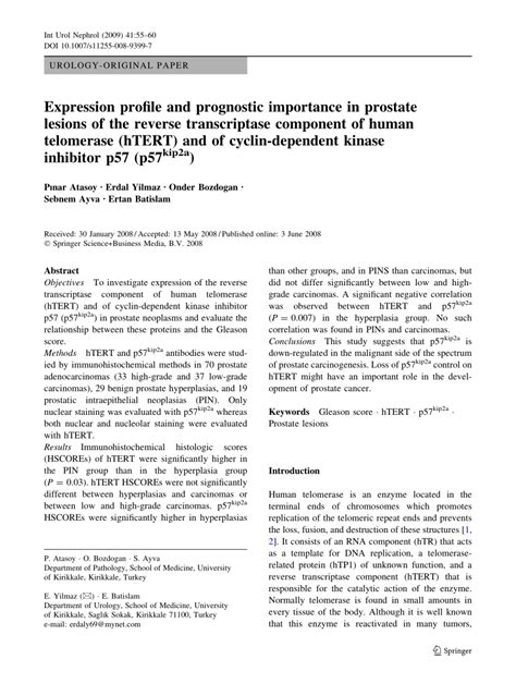 Pdf Expression Profile And Prognostic Importance In Prostate Lesions