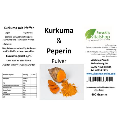 Kurkuma Mit Piperin 400 G