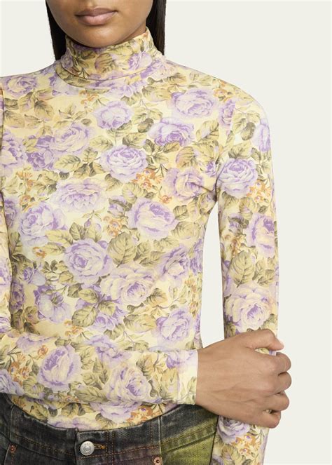 Mm6 Maison Margiela Floral Mock Neck Bodysuit Bergdorf Goodman