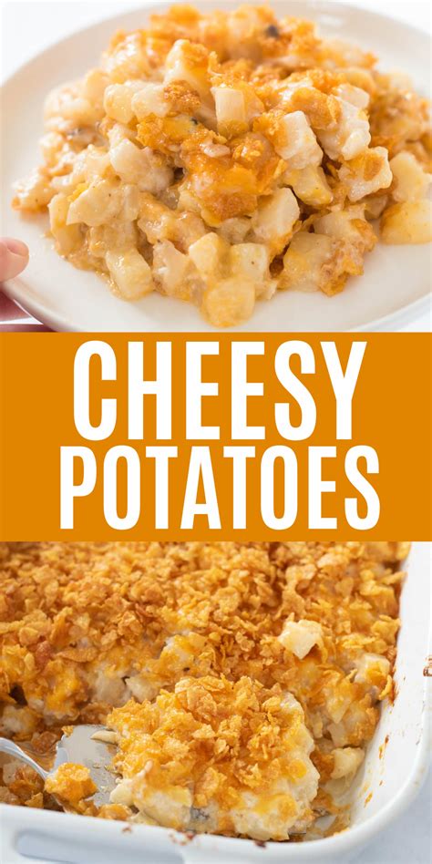 Cheesy Potatoes With Hashbrowns Potato Recipes Side Dishes Cheesy Potatoes Easy Cheesy