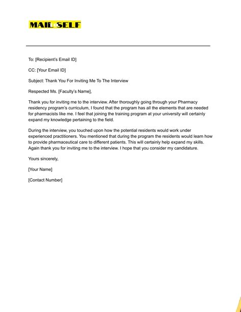 Pharmacy Residency Thank You Letter How To Templates And Examples Mail To Self