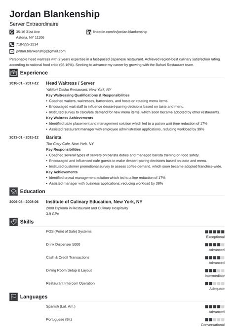 Food Service Resume Examples Skills And Job Description