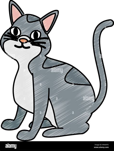 Lindo Gato Garabato De Dibujos Animados Imagen Vector De Stock Alamy