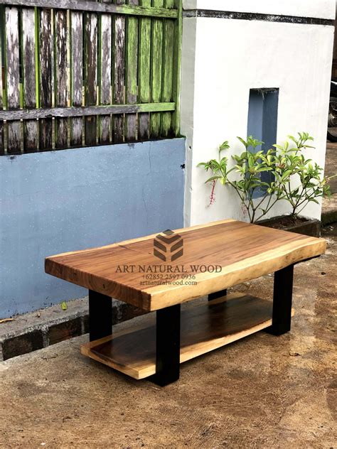 MEJA KOPI KAYU SOLID BESAR TREMBESI ART NATURAL WOOD