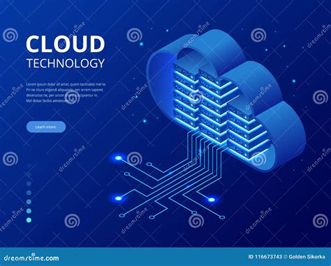 Isometric Modern Cloud Technology And Networking Concept Web Cloud