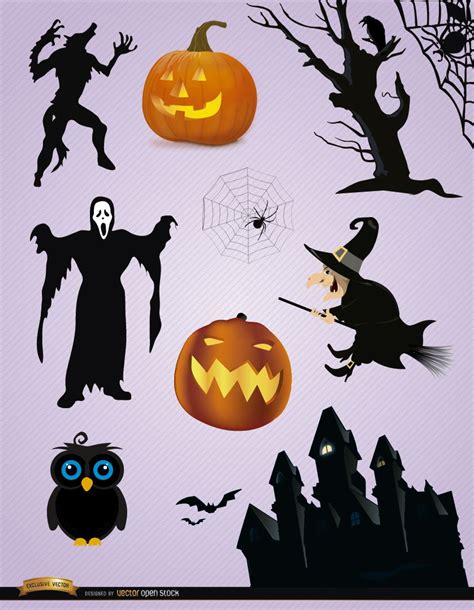 10 Scary Halloween Elements Vector Download