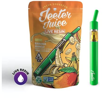 G Live Resin Disposable Vape With Straw Tip Banana Mango By Jeeter