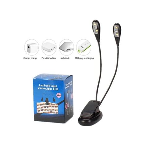 Luz Led Con Clip Dos Brazos Para Lectura Partitura