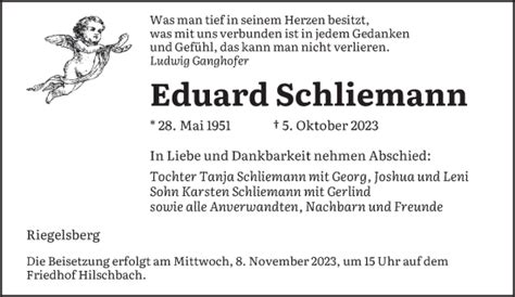 Traueranzeigen Von Eduard Schliemann Saarbruecker Zeitung Trauer De